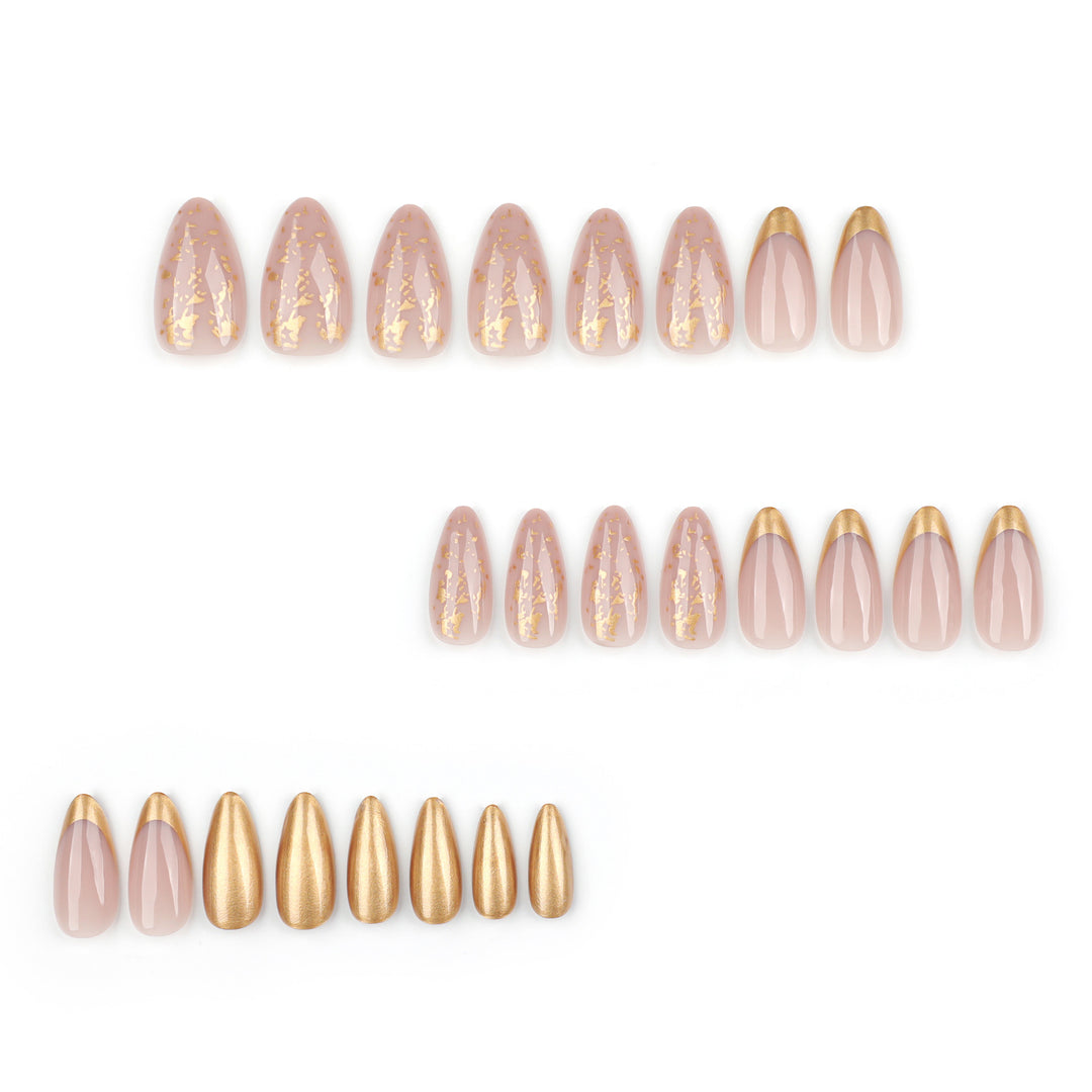 Artistic Stiletto Nails with Glitter and Gold Accents Kalsten