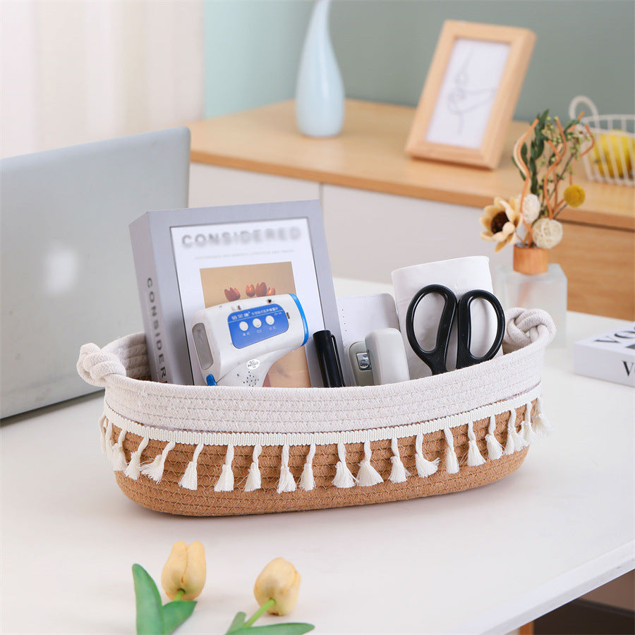 Women Decorative Storage Basket with Fringe Decoration Kalsten