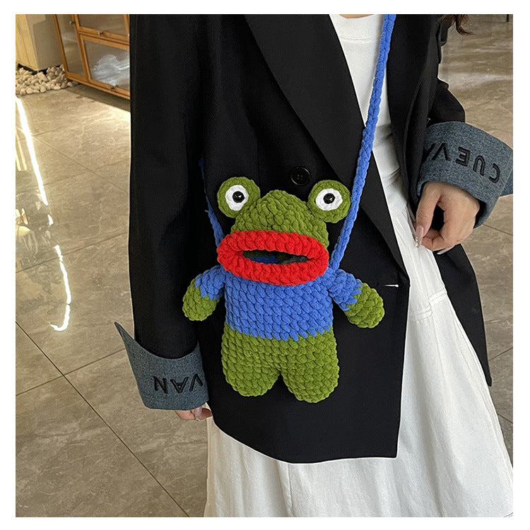Fun Crocheted Frog-Themed Mini Backpack