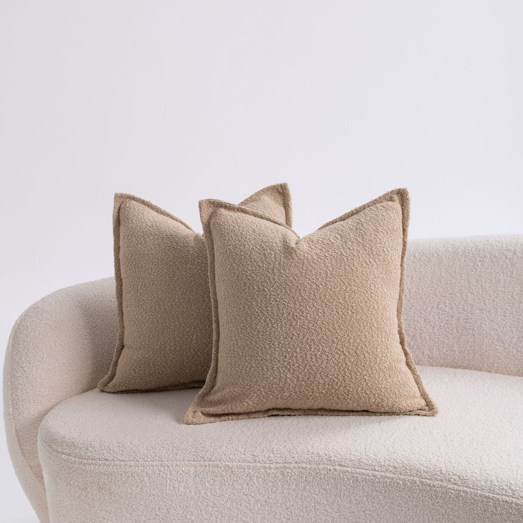Premium Bouclé Square Cushion Pair with Sculpted Seams and Hidden Zip