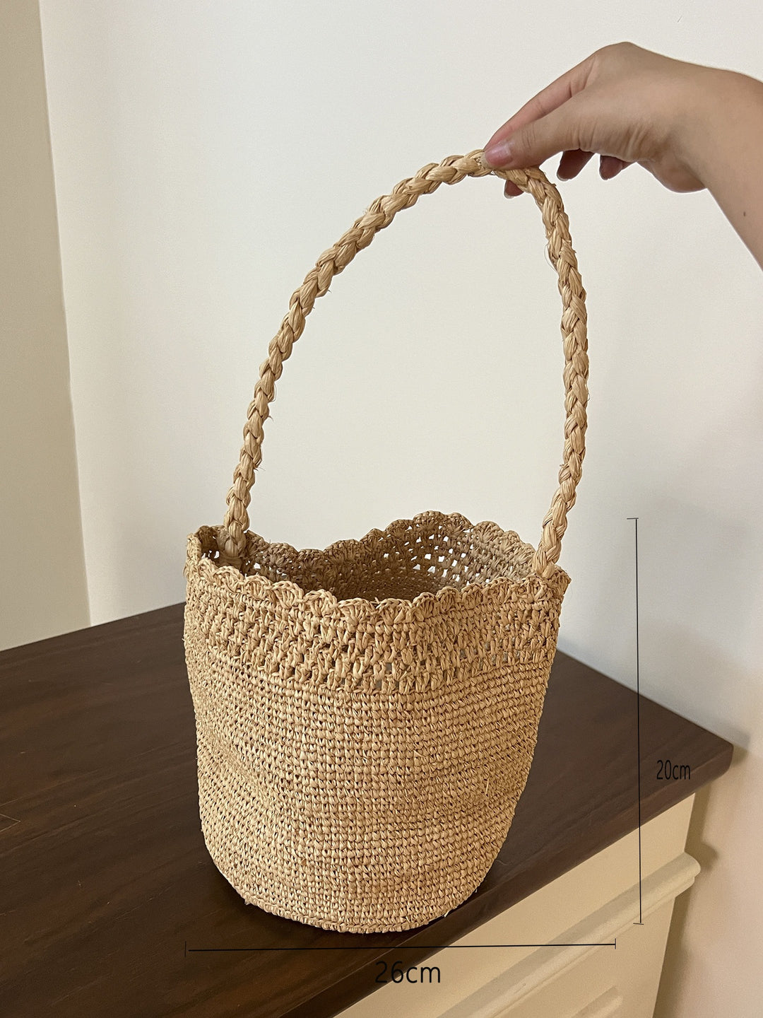 Handmade basket bag with braided handle Kalsten
