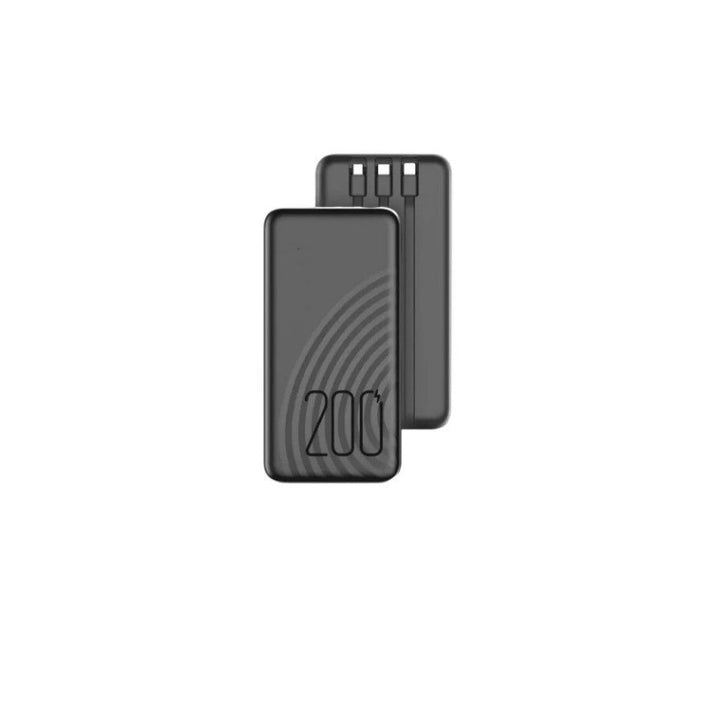 High-capacity wireless power bank with integrated retractable charging cables and LED battery indicators Kalsten