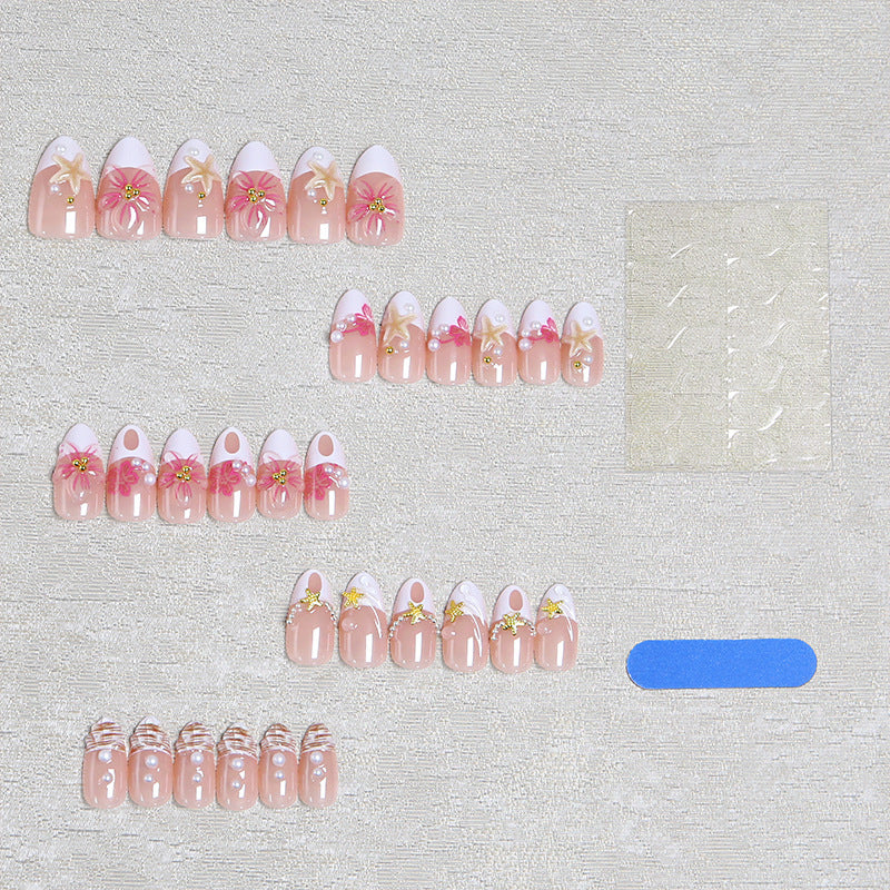 Artificial nail set with floral and maritime designs Kalsten