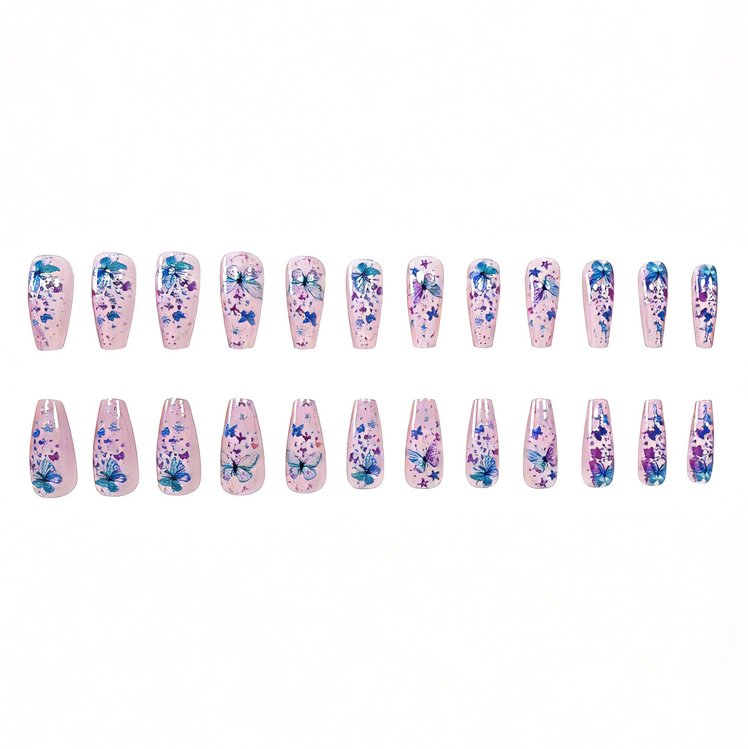Butterfly-Themed Decorative Press-On Nail Art Kalsten