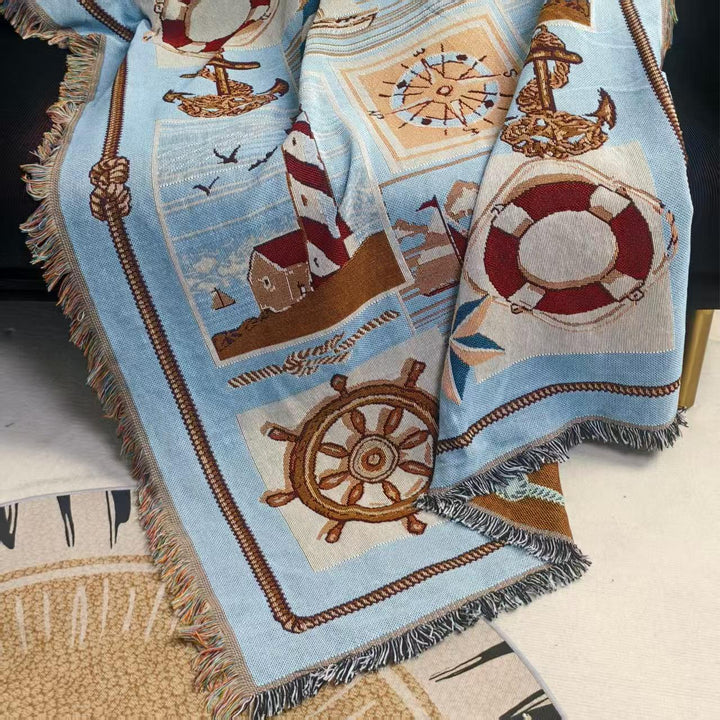 Dragon-Themed Woven Tapestry Throw Blanket