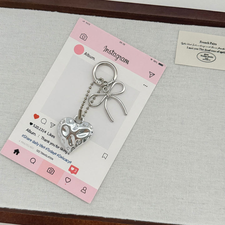 Heart-Shaped Charm Keychain with Bow Kalsten