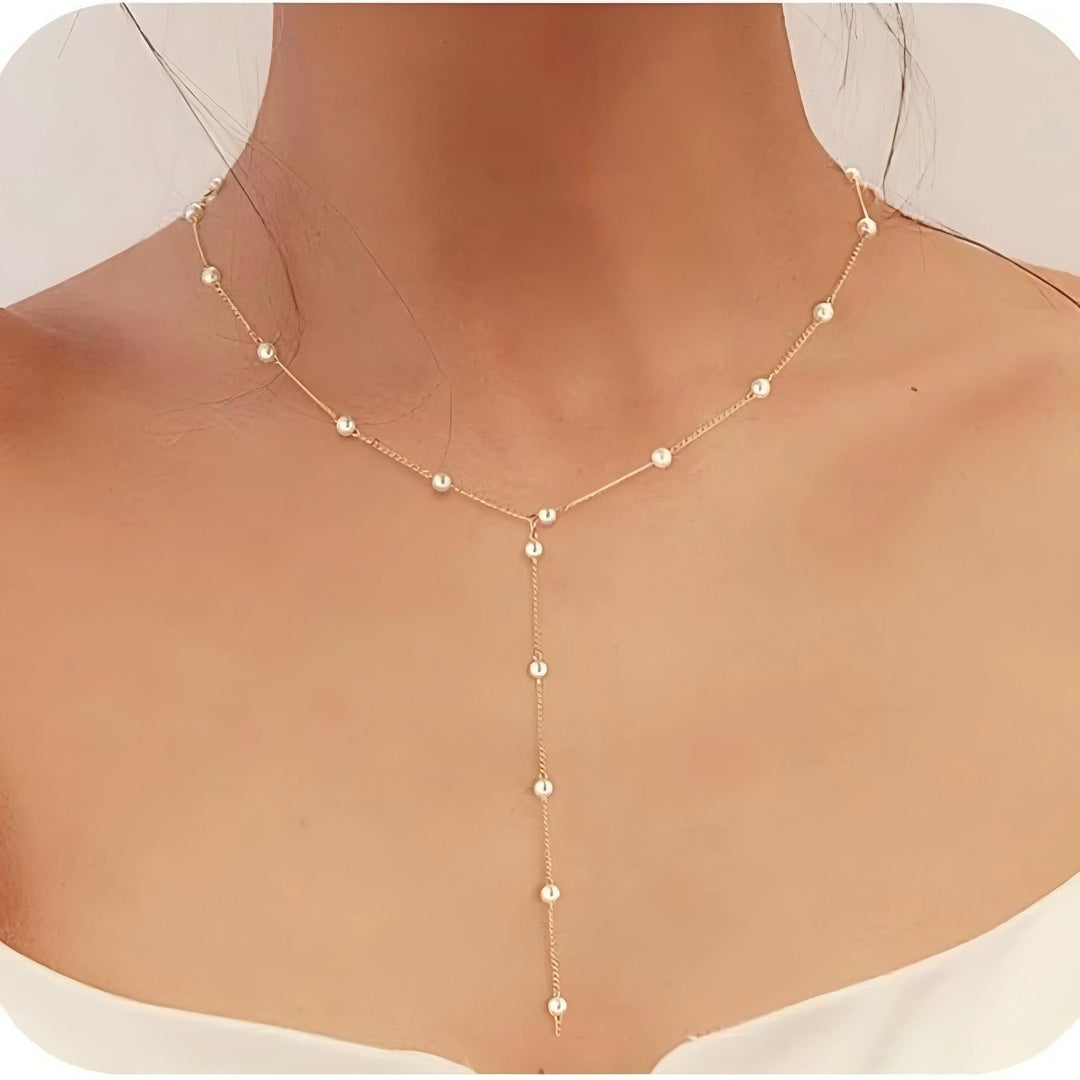 Elegant Pearl Lariat Necklace Kalsten