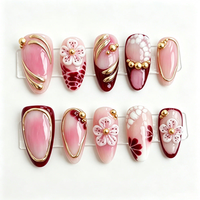 Artistic Floral Design Press-On Nail Set