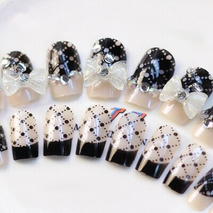 Decorative Gemstone and Bow Press-On Nail Set