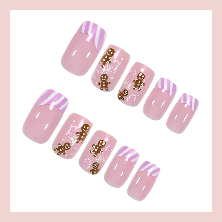 Artificial nail set with festive glitter and Christmas motifs Kalsten
