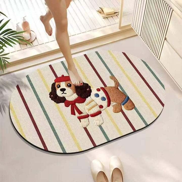 Playful Puppy-Themed Soft Bath Mat