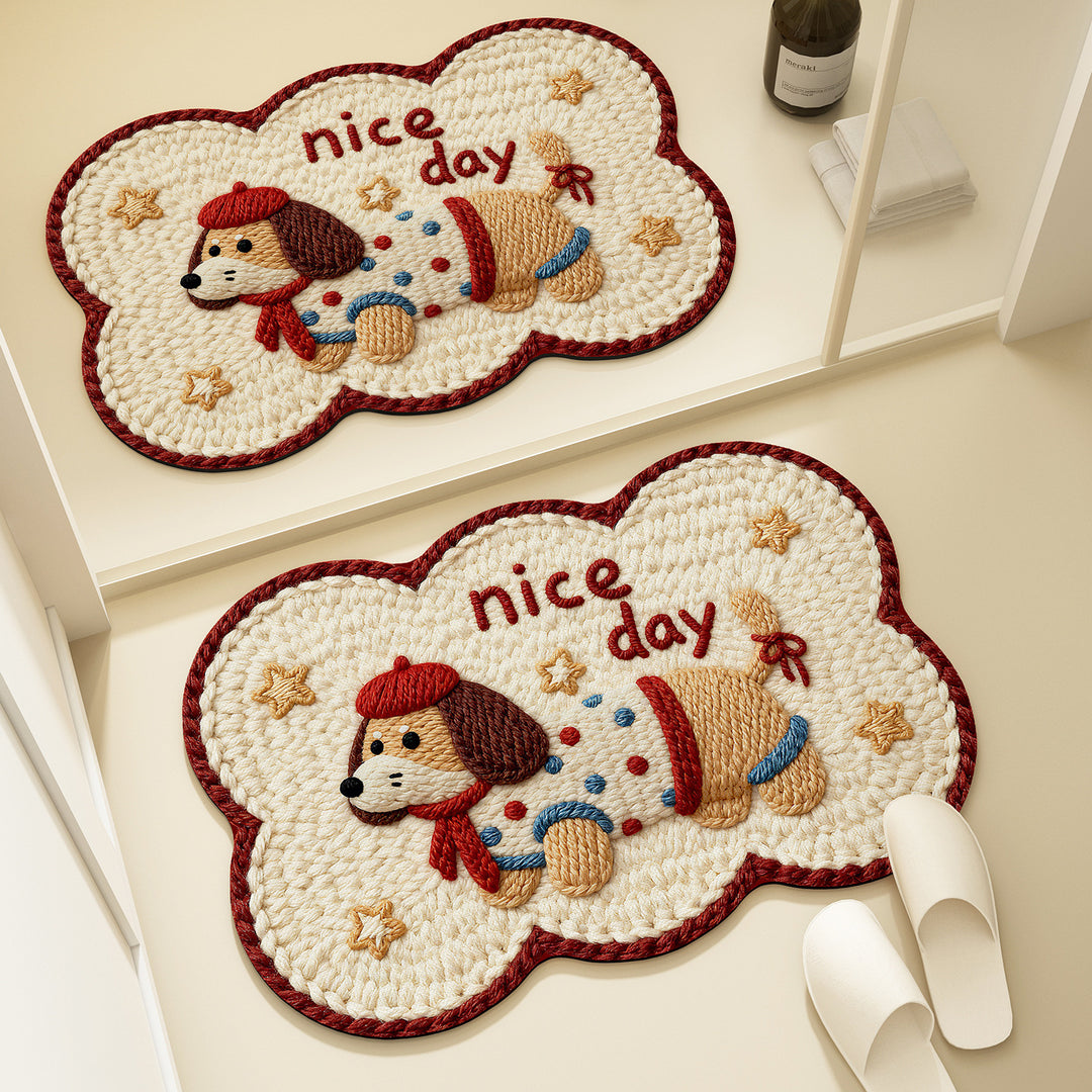 Bear-Shaped Plush Bath Mat for Bathroom