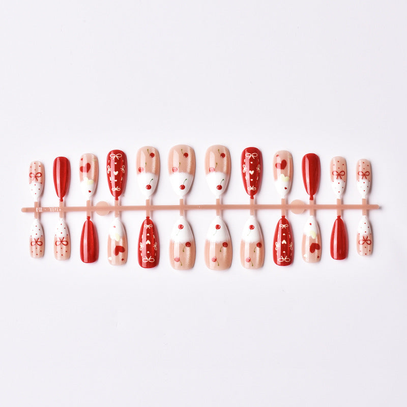 Decorative Cherry Love Press-On Nail Art Set