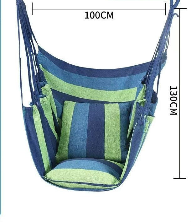 Hanging hammock chair with reinforced cotton canvas and integrated arm pockets Kalsten