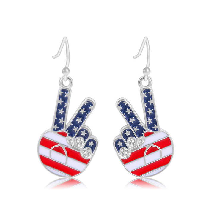 Women's lightweight star earrings with enamel flag design and fishhook Kalsten