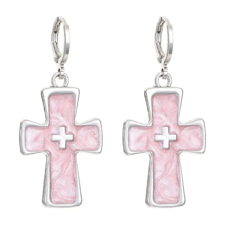 Heart-Inspired Cross Dangle Earrings Kalsten