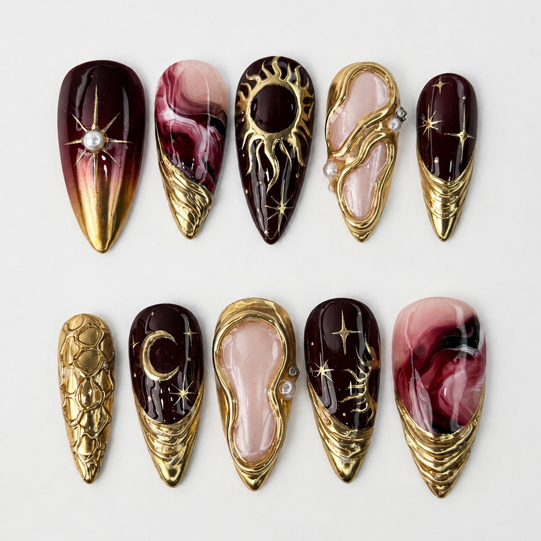 Acrylic Nail Set with Glamorous Designs Kalsten
