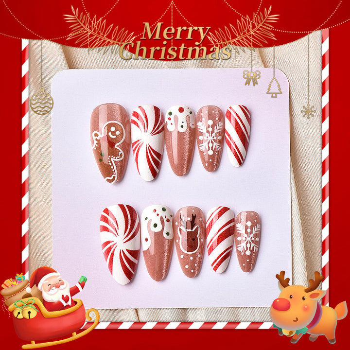 Festive Holiday-Themed Press-On Nail Art Set Kalsten 1790636735