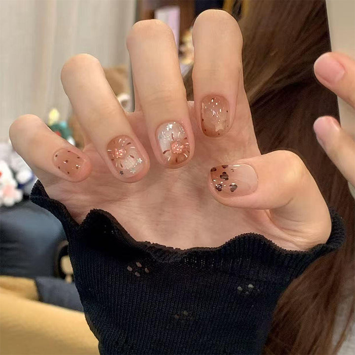 Glamorous artificial nail tips with 3D flower and crystal embellishments Kalsten