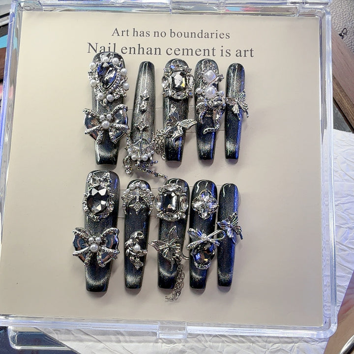 Glamorous Rhinestone-Embellished Nail Art Set