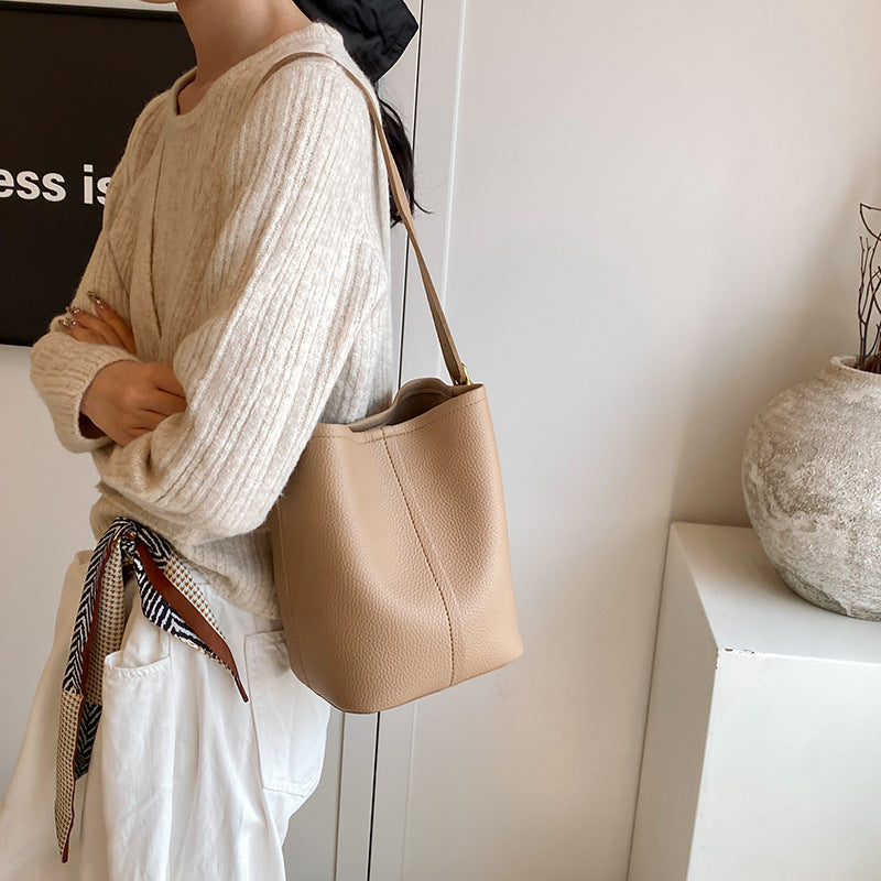 Minimalist Leather Crossbody Tote Bag