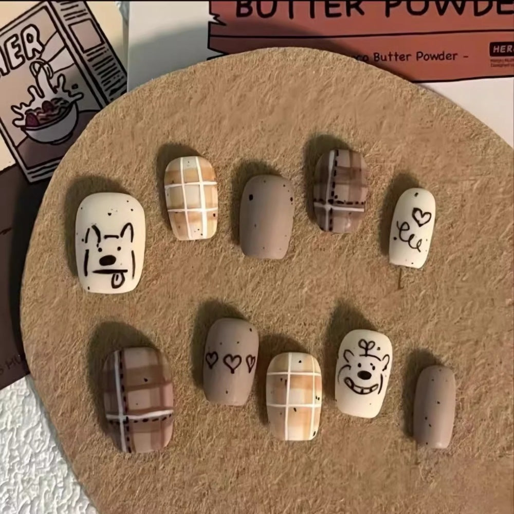 Artistic Press-On Nail Set with Unique Character Designs Kalsten