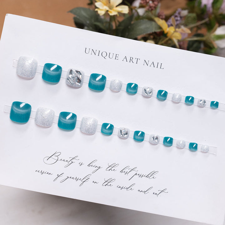 Elegant Rhinestone-Decorated Pedicure Nail Art