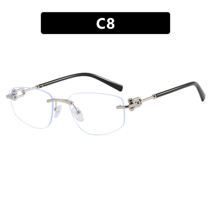 Ladies elegant semi-rimless glasses with luxurious metal frame and transparent lenses Kalsten