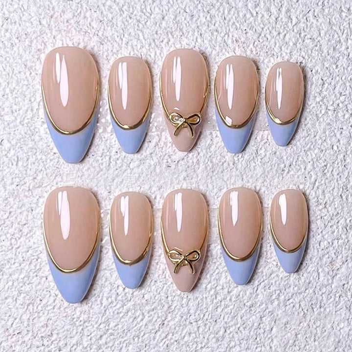 Acrylic nail set with elegant designs and gold accents Kalsten