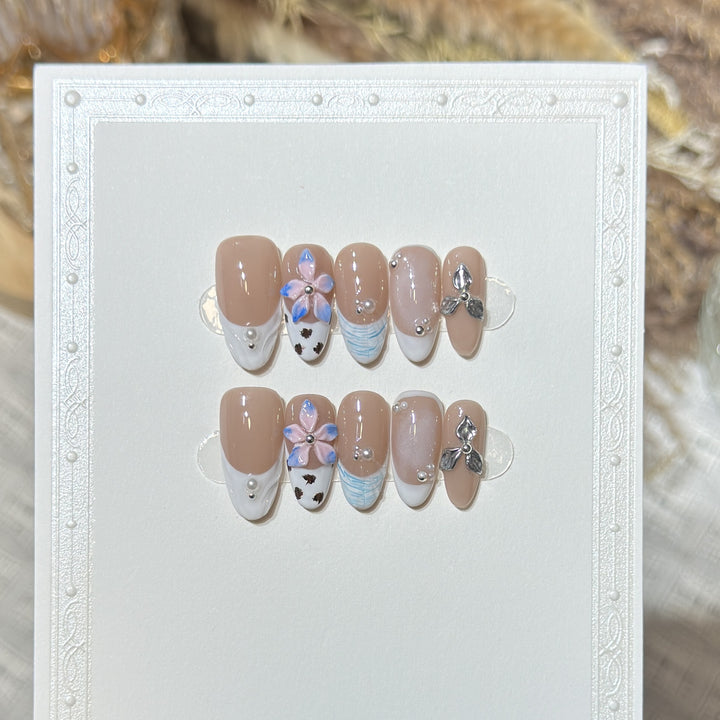 Floral Embellished Press-On Nail Art Set Kalsten 1788224030