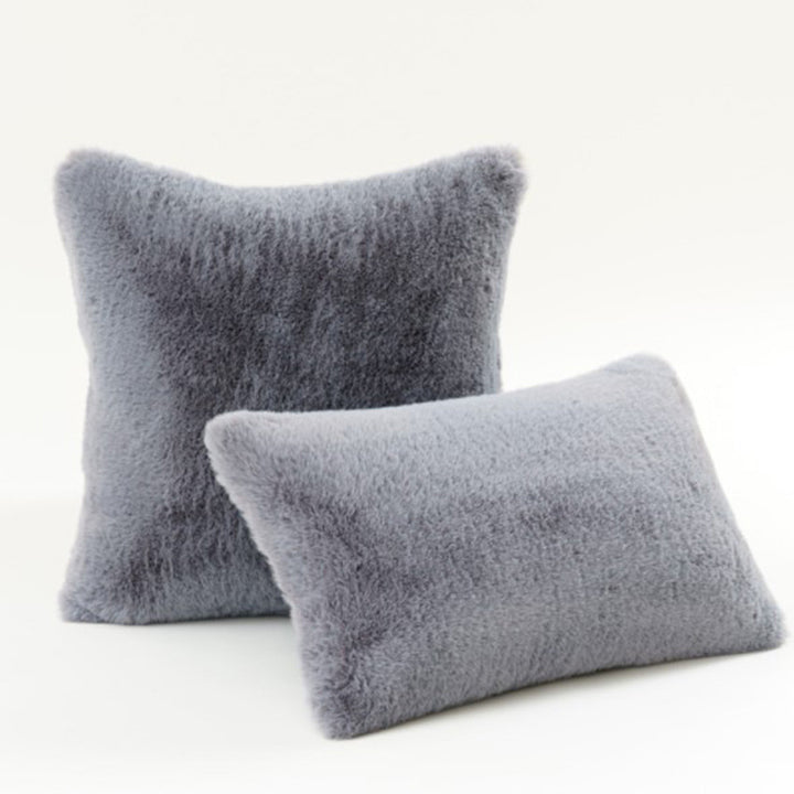 Plush Faux Fur Square and Lumbar Decorative Pillow Set with Soft Microfiber Backing