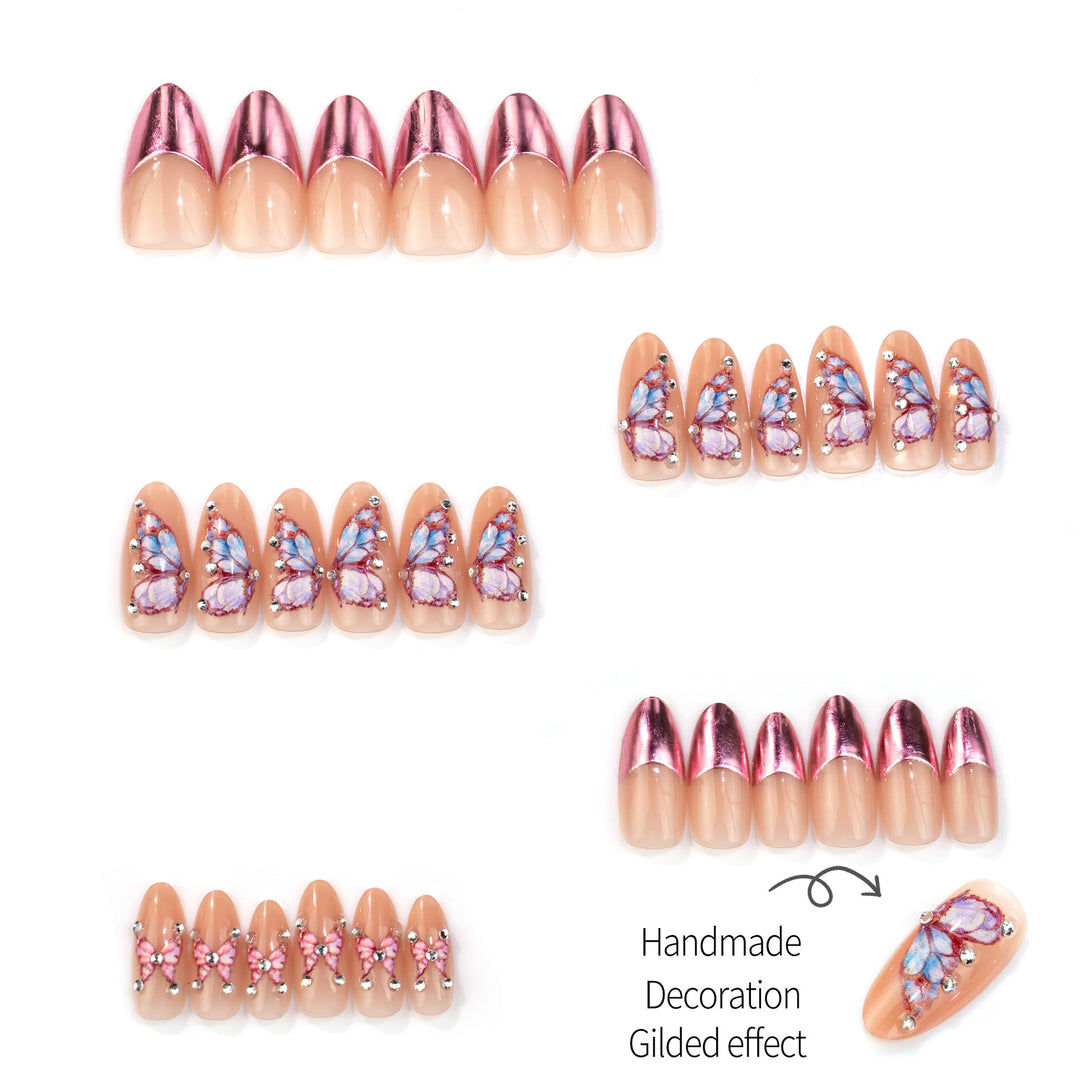 Decorative Butterfly-Inspired Press-On Nail Set