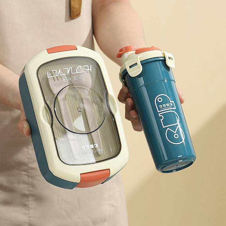 Portable Lunch Box with Integrated Water Bottle