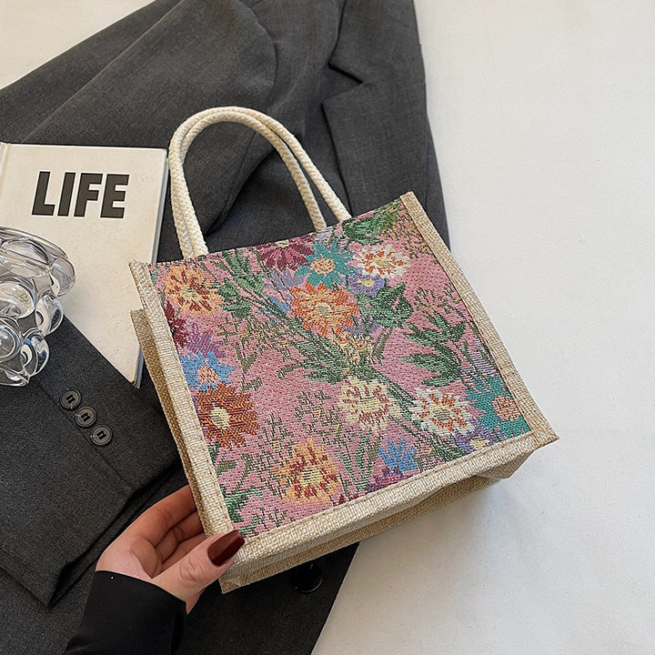 Decorative Floral Print Tote Bag