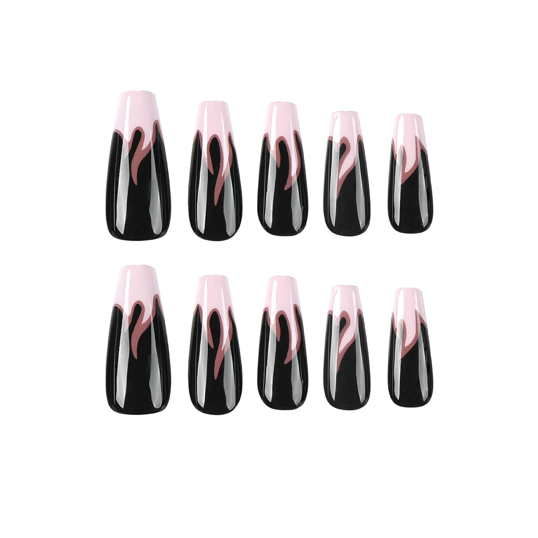 Artistic nail extensions with gradient and flame design Kalsten