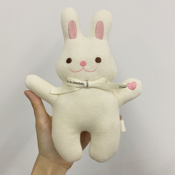 Soft Linen Bunny Doll Pair with Removable Vintage-Inspired Outfits