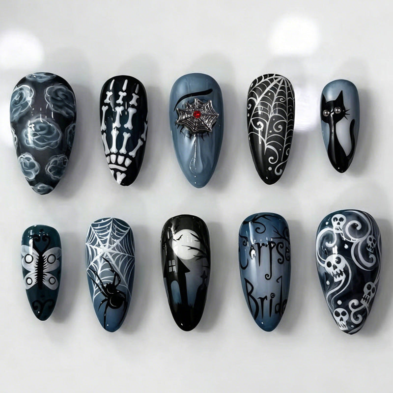 Halloween Artificial Nail Set with Unique Spooky Designs Kalsten