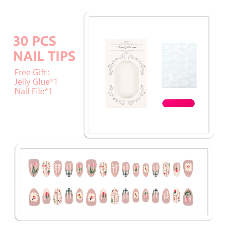 Floral Print Press-On Nail Art Set