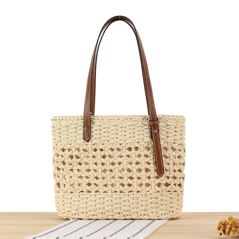 Handbag Made of Handwoven Braid with Sturdy Leather Handles Kalsten