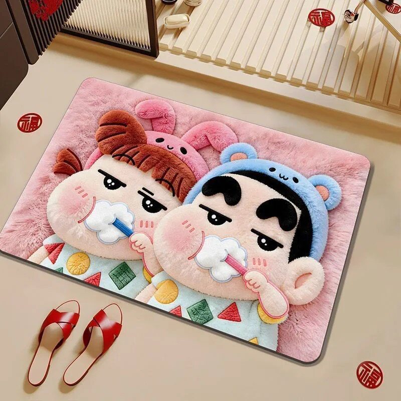 Playful cartoon-themed bath mat