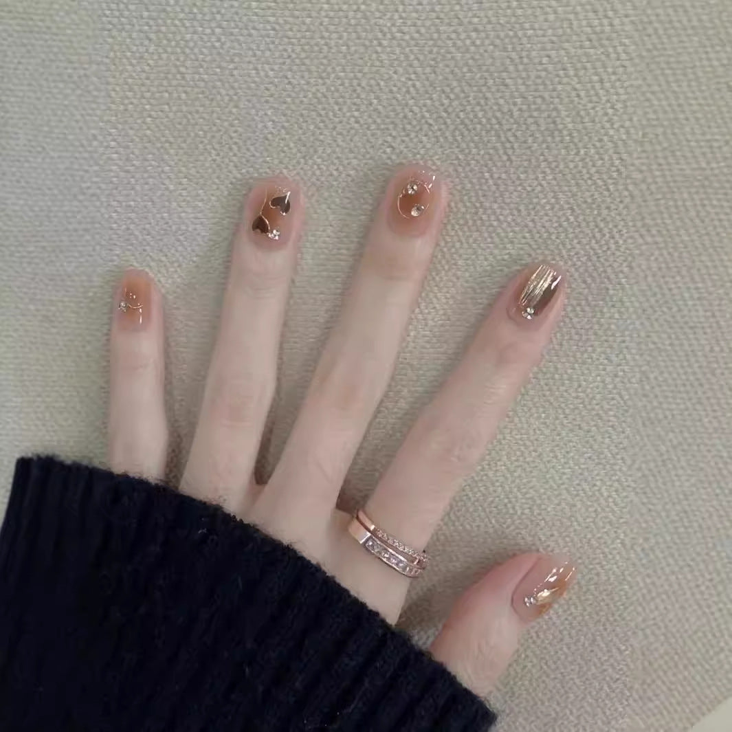 Artistic Heart-Themed Press-On Nail Set