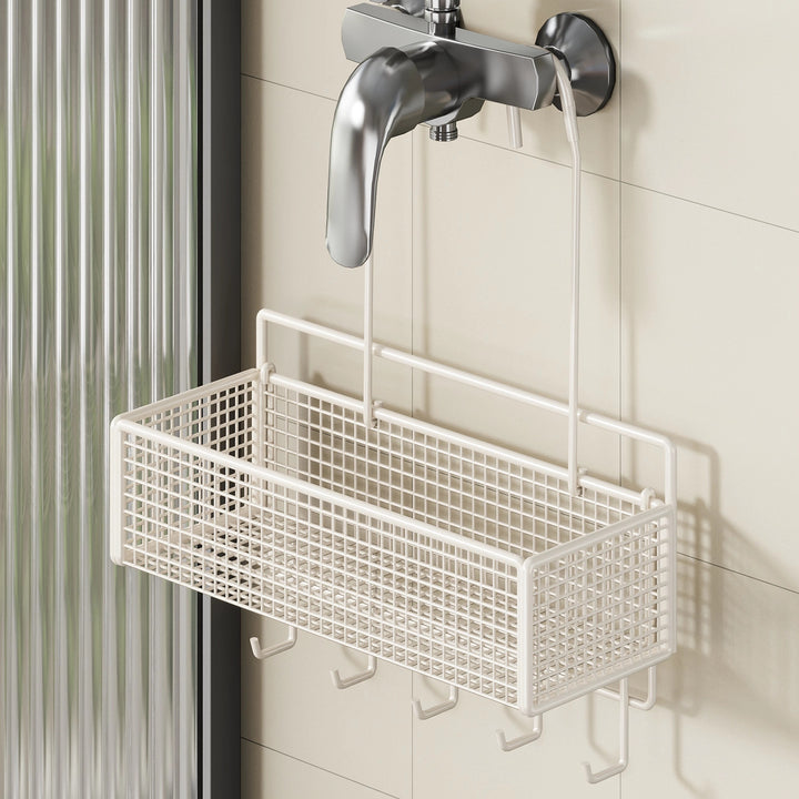 Overhead Faucet Hanging Mesh Shower Caddy with Hook Rack