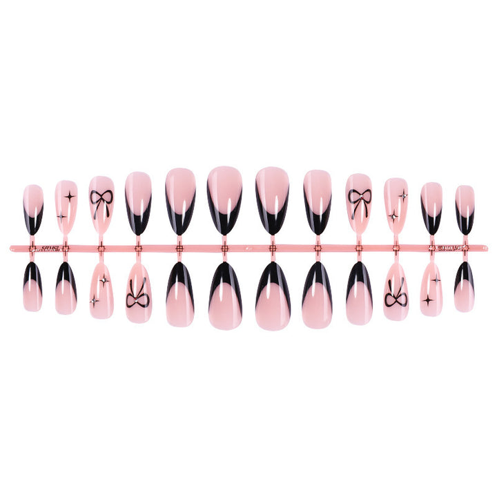 Acrylic nail set with elegant ombre design and creative bow motif Kalsten