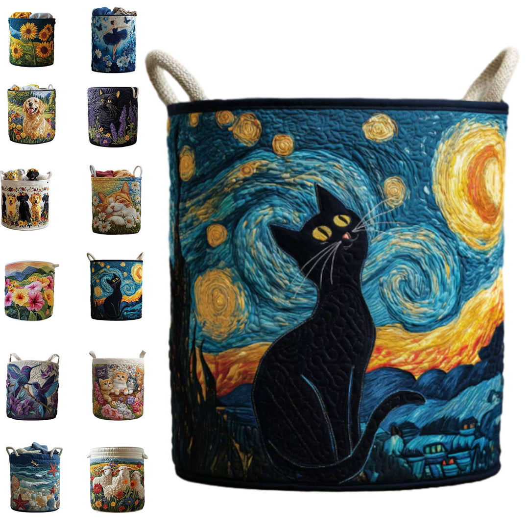 Quilted Decorative Laundry Storage Basket With Rope Handles Collapsible Fabric Organizer