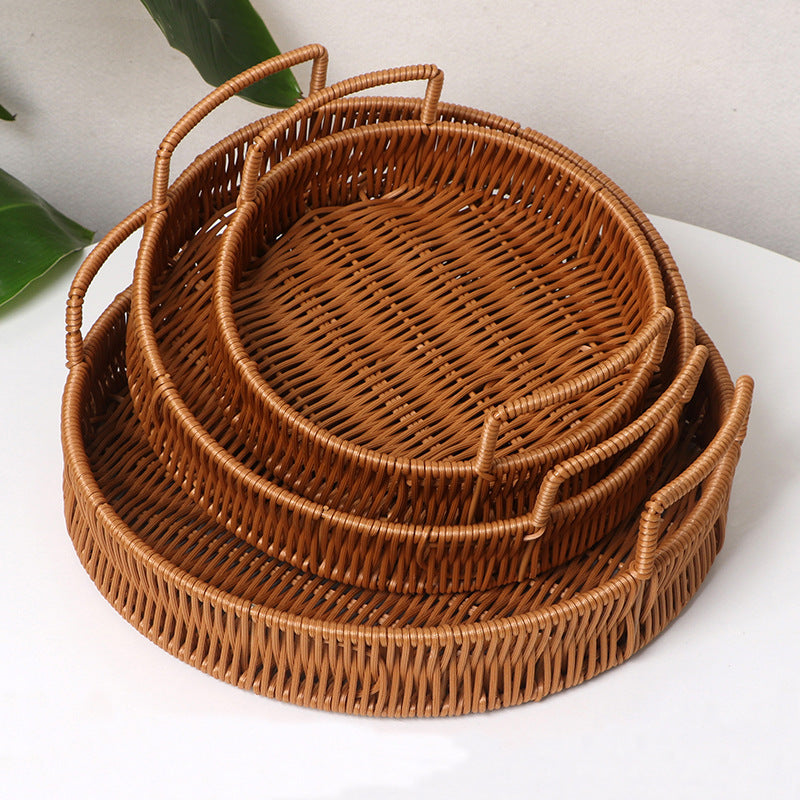 Round Wicker Serving Tray Kalsten