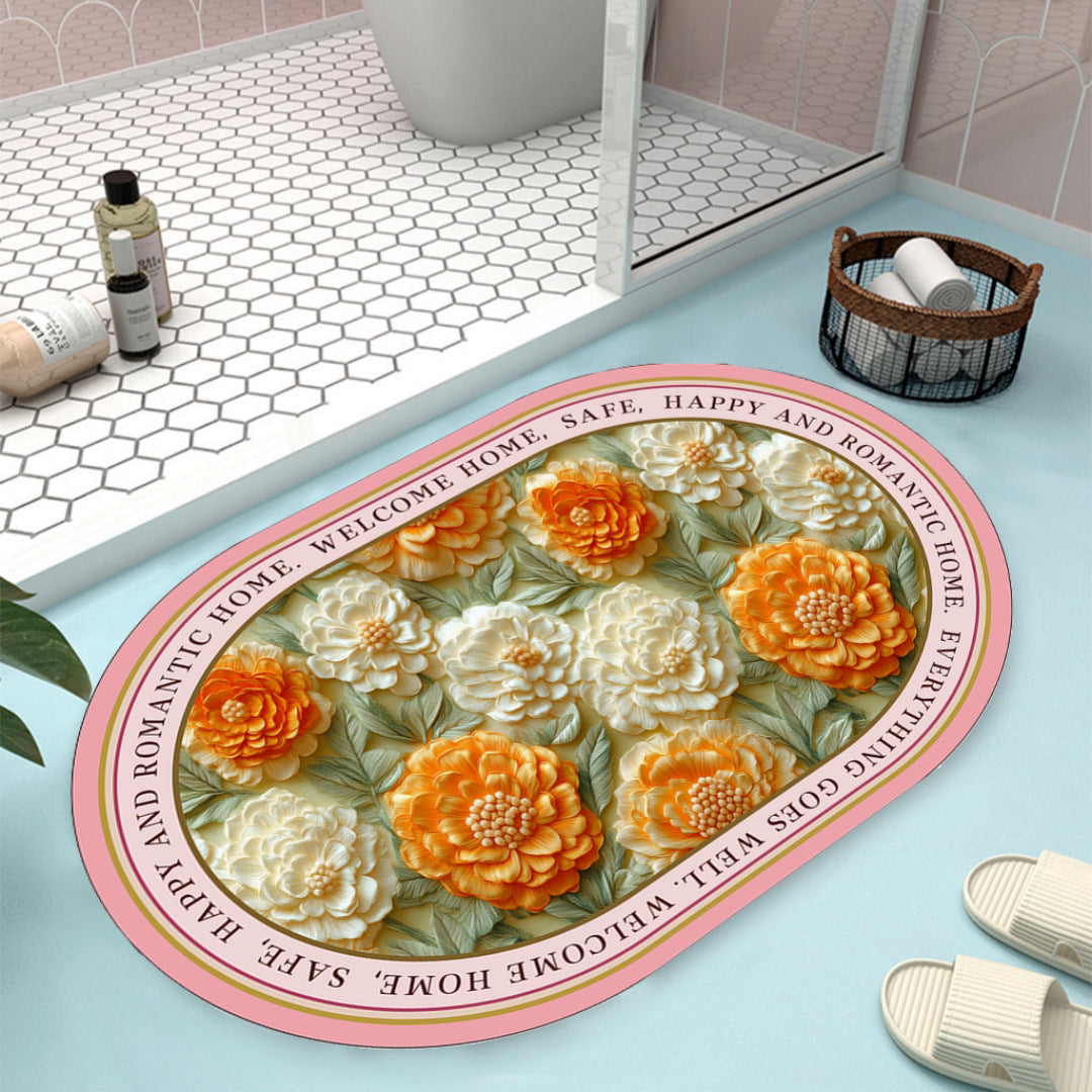 Floral Design Bath Mat Kalsten