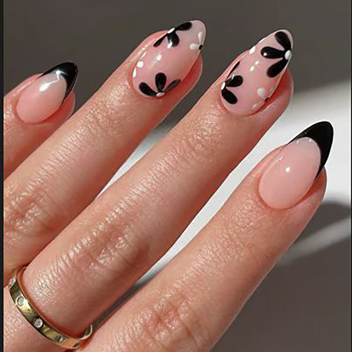 Elegant Stiletto Press-On Nail Set with Geometric Accents