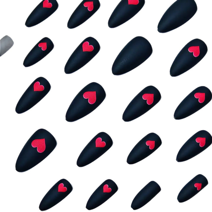 Heart-Embellished Matte Nail Art Kalsten