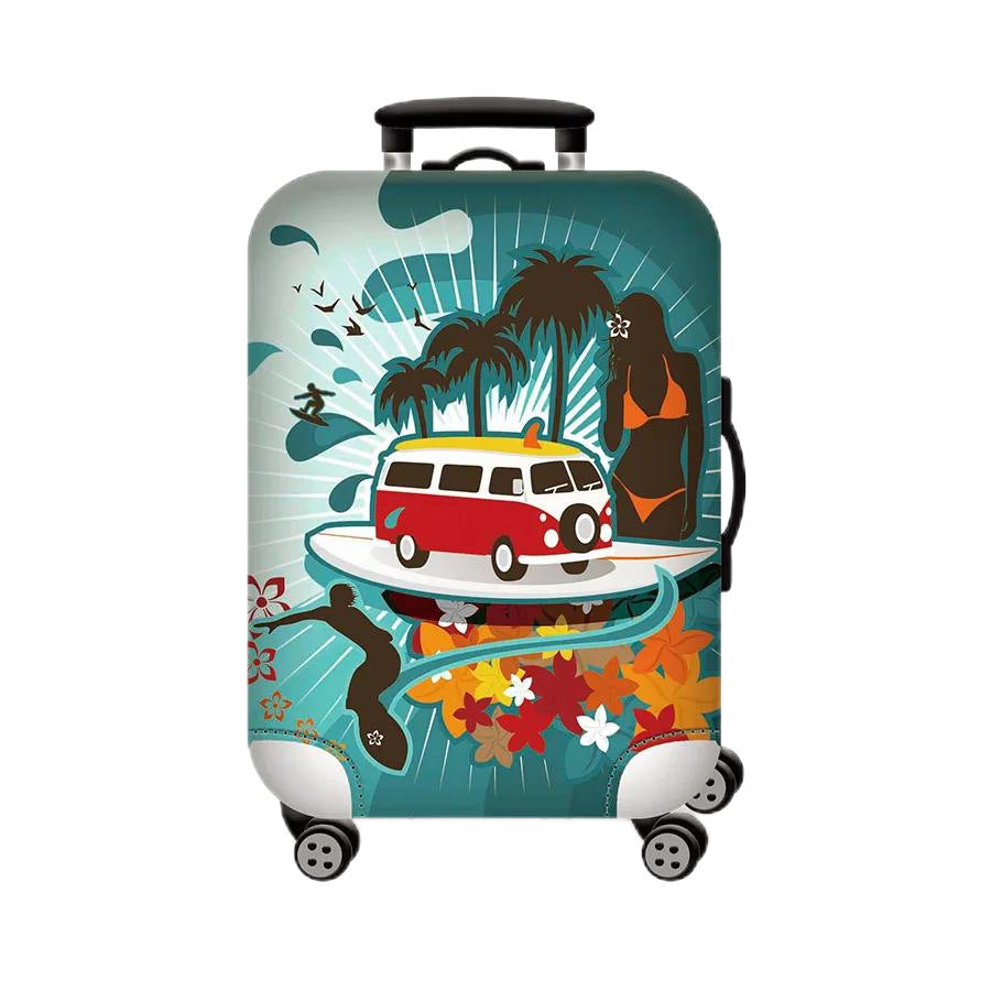 Women Hard Shell Suitcase with Trendy Surf and Palm Design Kalsten