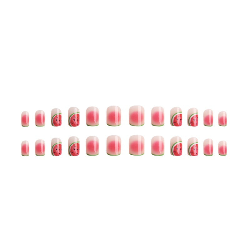 Creative acrylic nail set with watermelon pattern Kalsten